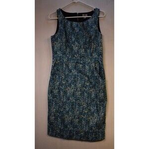 Worthington Women's Multicolored Print Sleeveless Dress Size 12 Blue Green Black